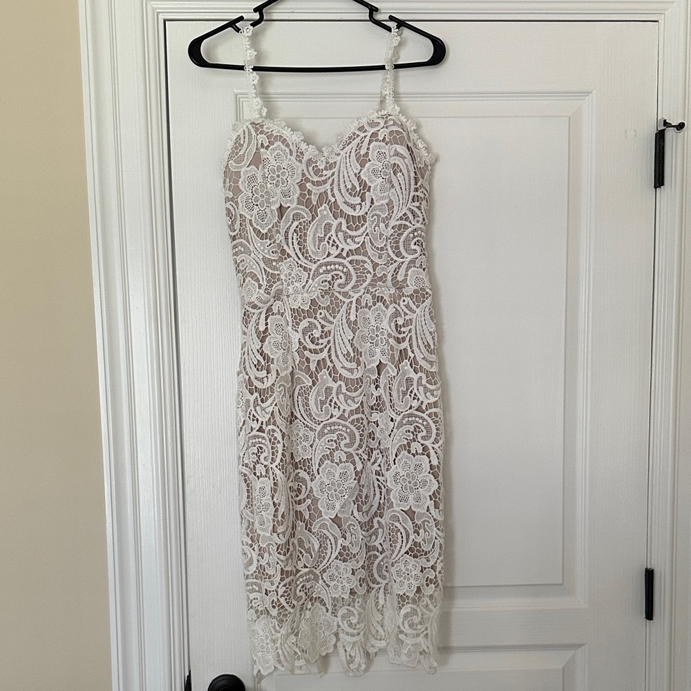 Goodnight Macaroon White Lace Midi Dress